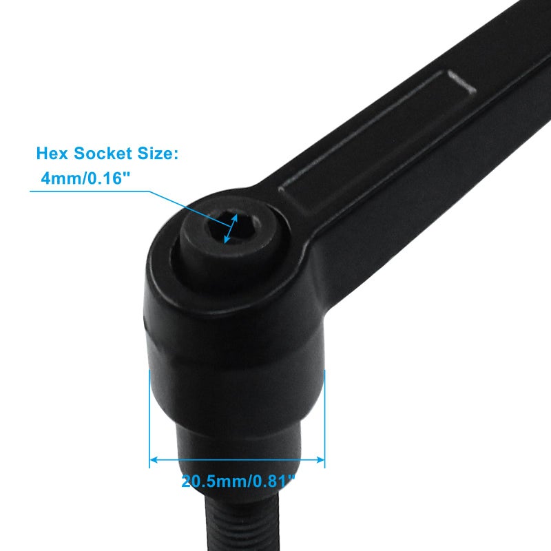 PHITUODA 2Pcs Adjustable Clamping Lever Handle M10 x 32mm Male Thread Adjustable Handles Push Button Ratchet Lever Knob Rotating Screw Handles Bolts with Locking Lever - Image 4